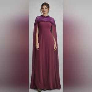 Vintage Cape Maxi Gown S/M Magenta Goth Renaissance Whimsigoth Formal Cosplay F